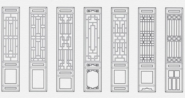 长乐常用中式仿古花窗图案隔断设计图